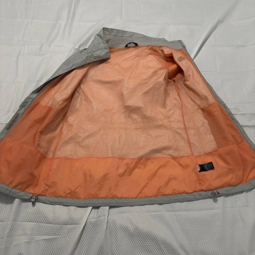 The North Face HyVent Rain Jacket Womens L Grey Orange Mesh Lined Hooded Shell - Picture 5 of 15